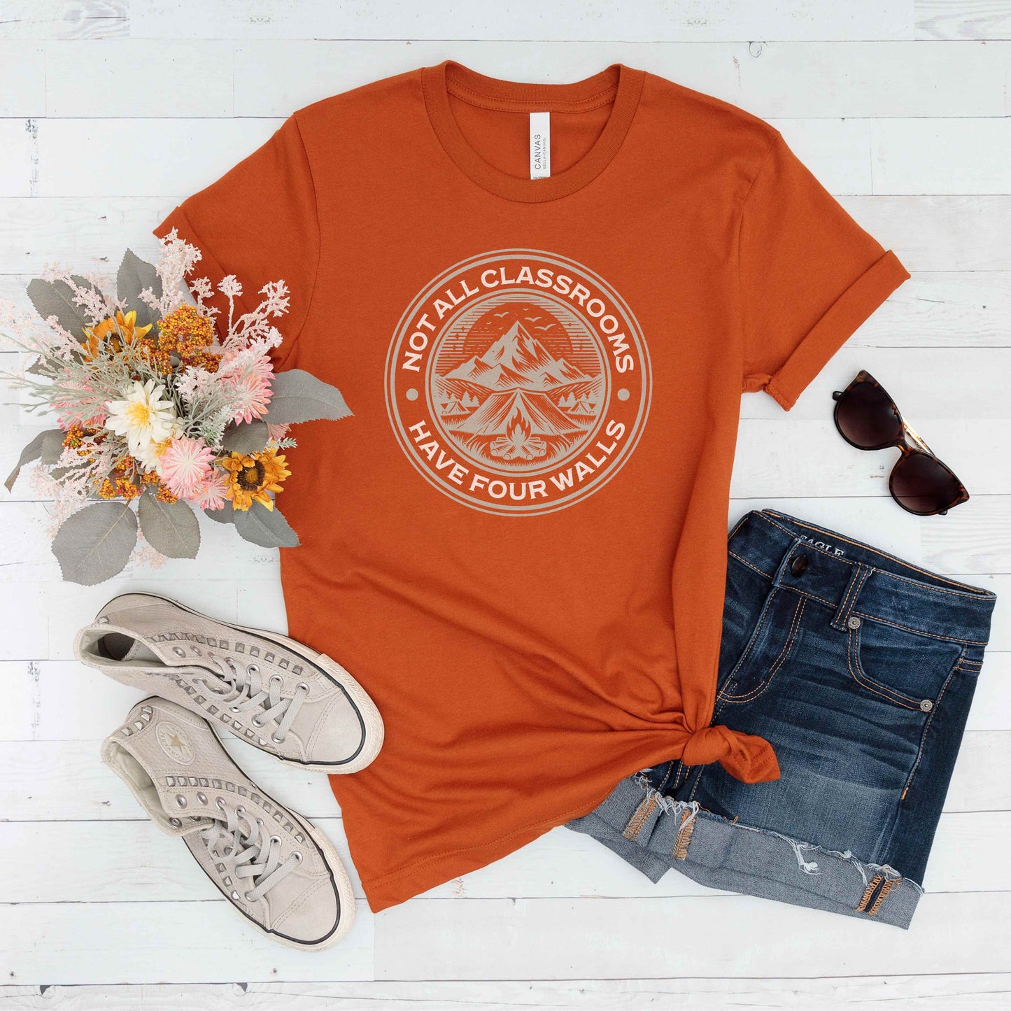 "Not all classrooms have four walls" - Unisex t-shirt