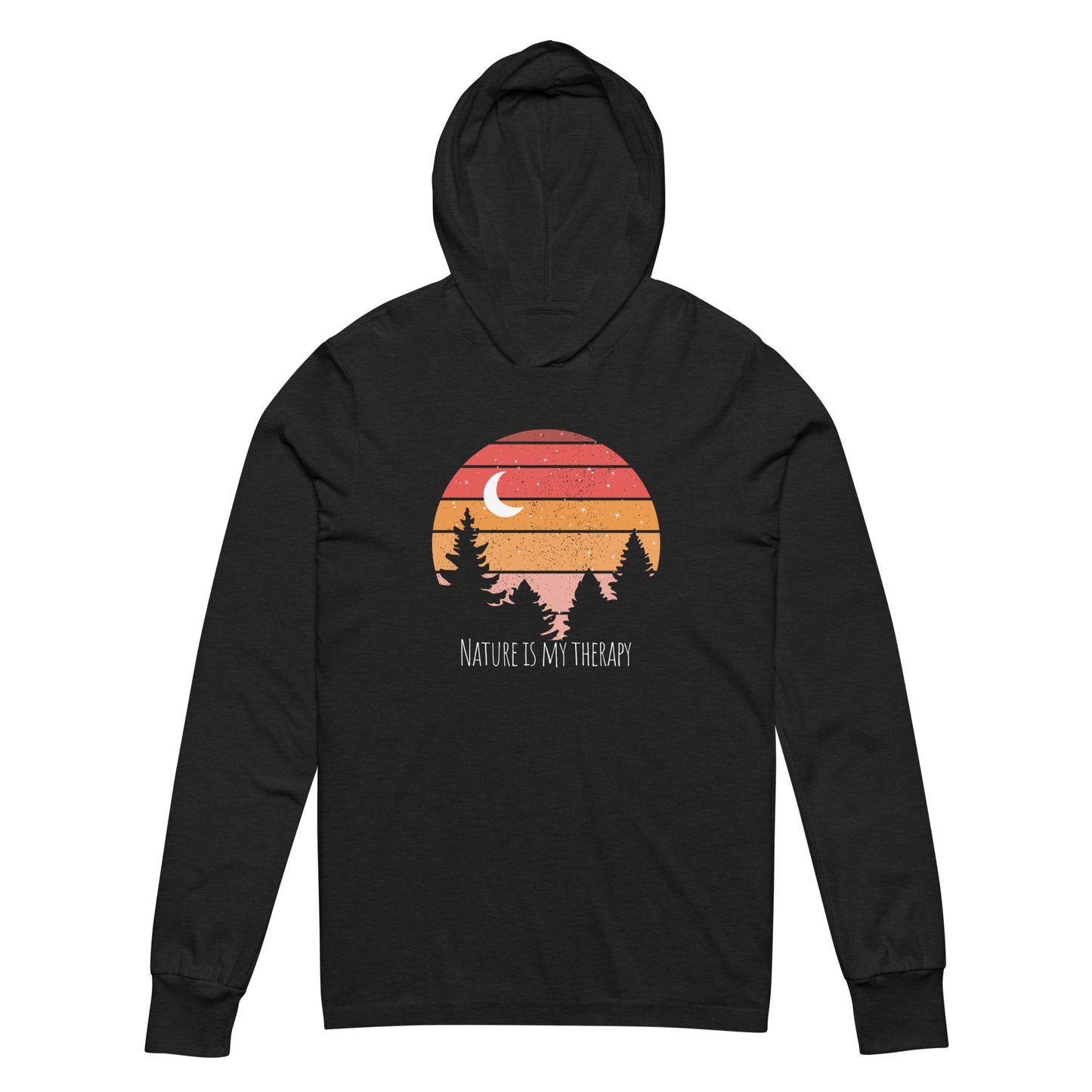 "Nature is my Therapy" Hooded long-sleeve T-shirt