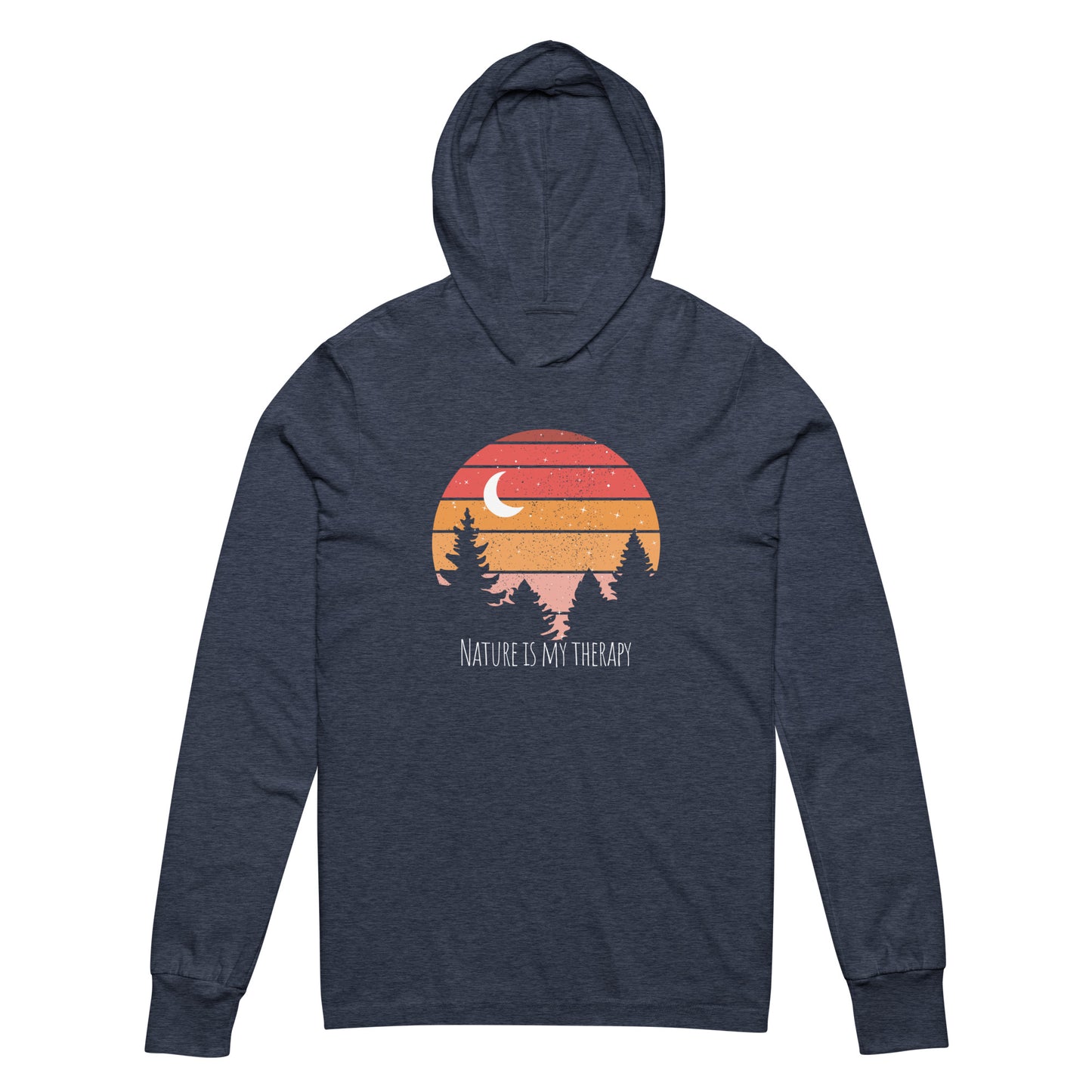 "Nature is my Therapy" Hooded long-sleeve T-shirt