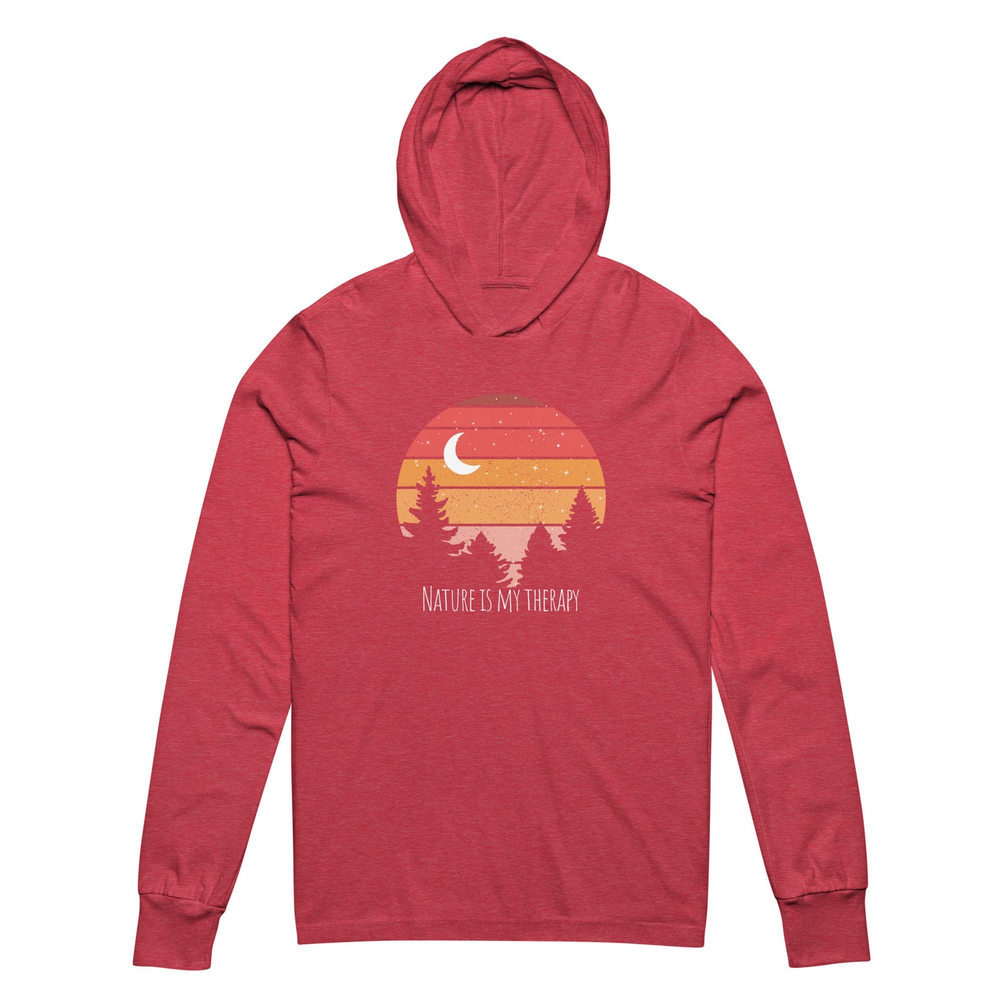 "Nature is my Therapy" Hooded long-sleeve T-shirt