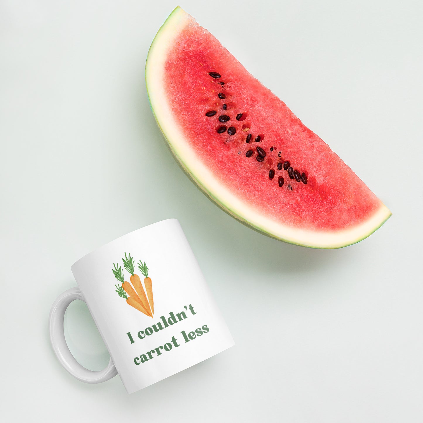 "I couldn't carrot less" mug