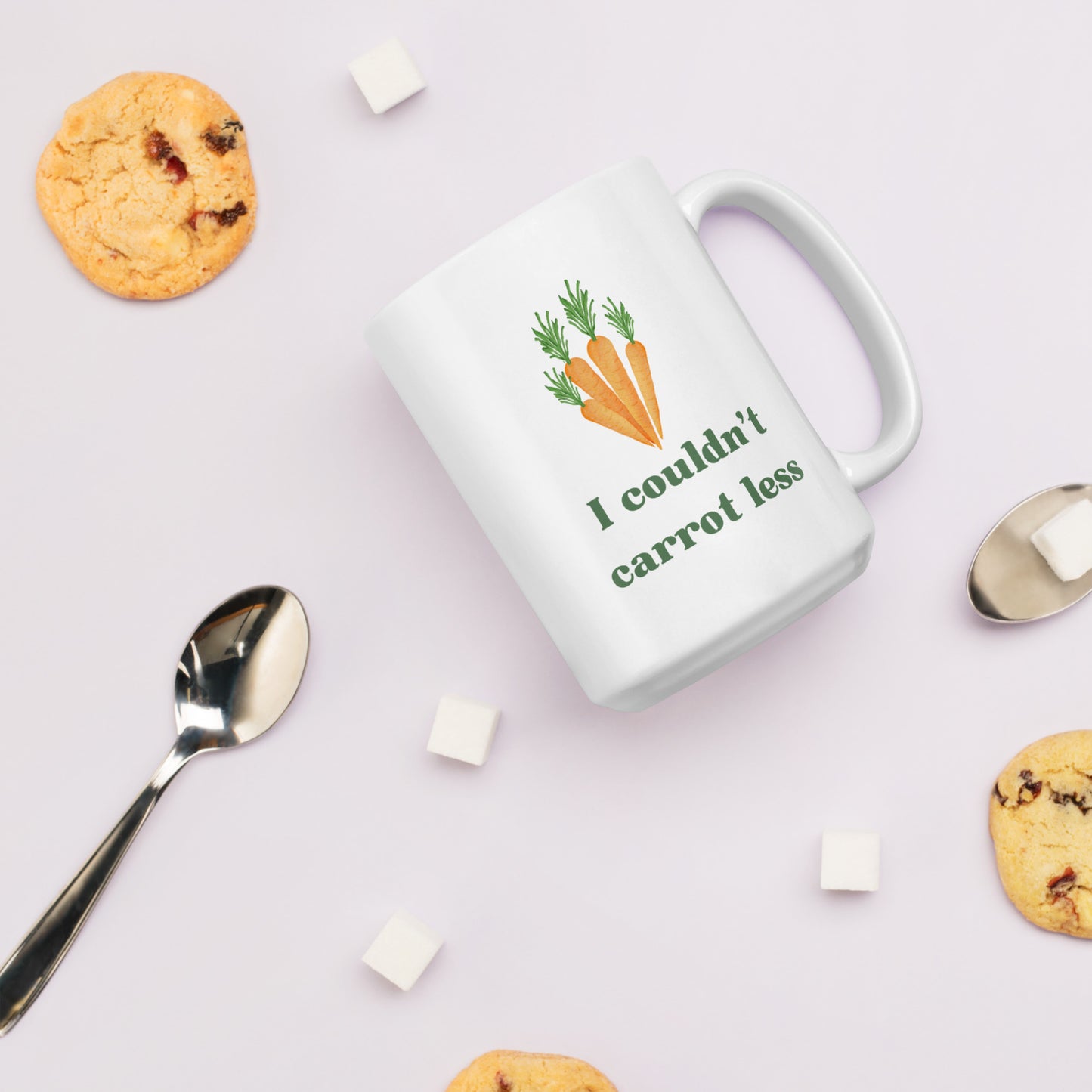 "I couldn't carrot less" mug