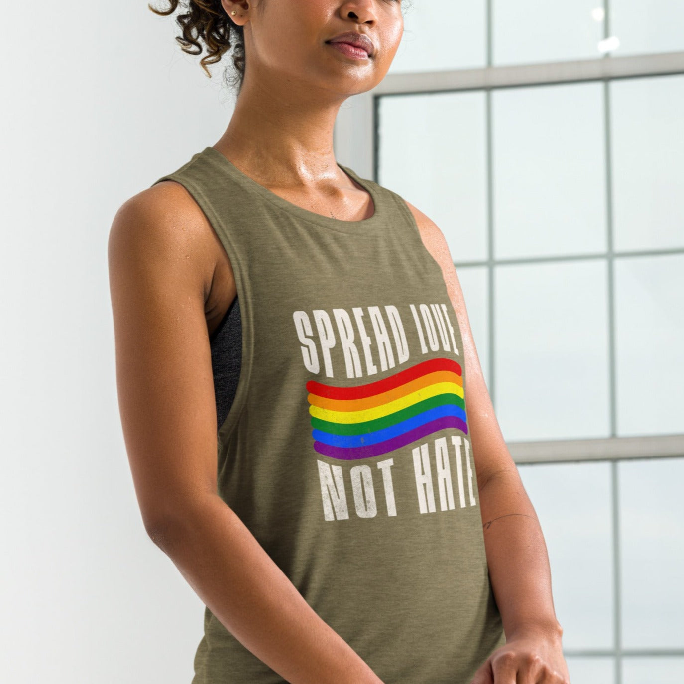 "Spread Love, Not Hate" - Ladies’ Muscle Tank