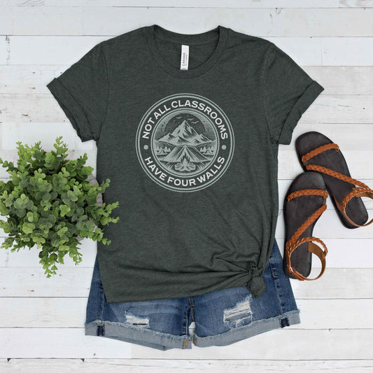 "Not all classrooms have four walls" - Unisex t-shirt
