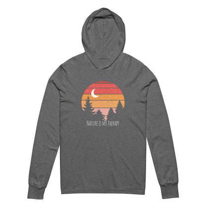 "Nature is my Therapy" Hooded long-sleeve T-shirt
