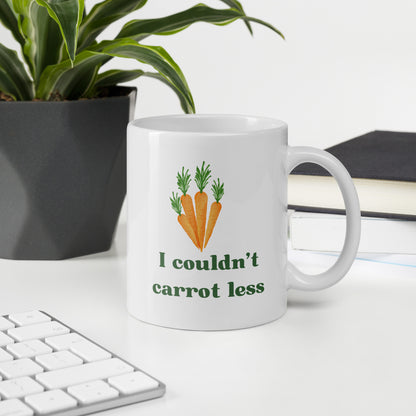 "I couldn't carrot less" mug