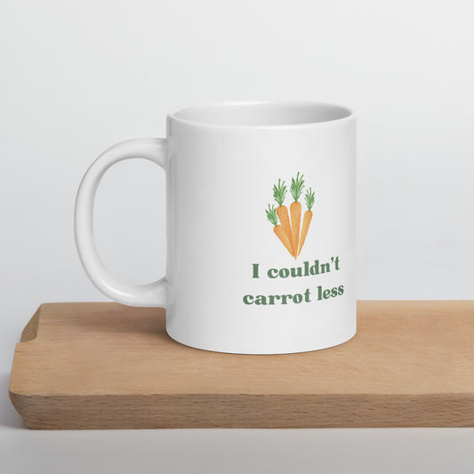 "I couldn't carrot less" mug